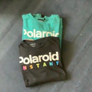 2 mens polaroid tips. One sweatshirt and one long sleeve tee.